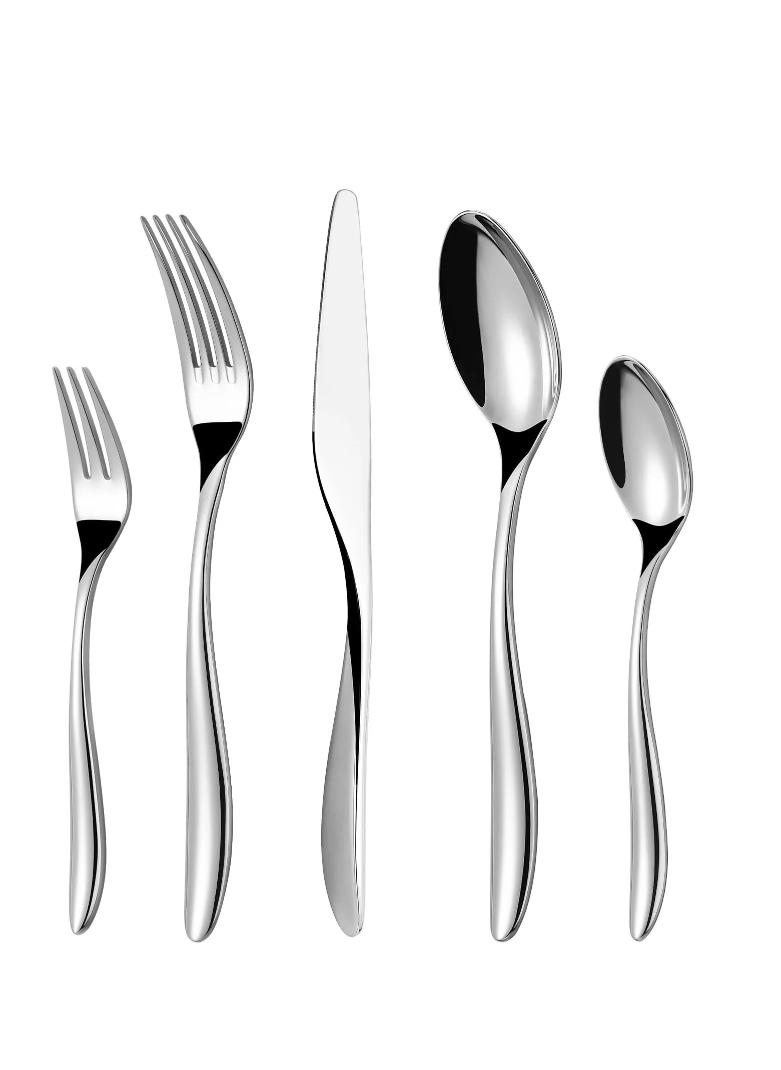 5PCS Exquisite Silverware Set, 18-10 Stainless Steel Flatware Cutlery Set, Utensil Set for Home and Restaurant, Include Upgraded Knife Spoon Fork, Mirror Polished, Dishwasher Safe-1