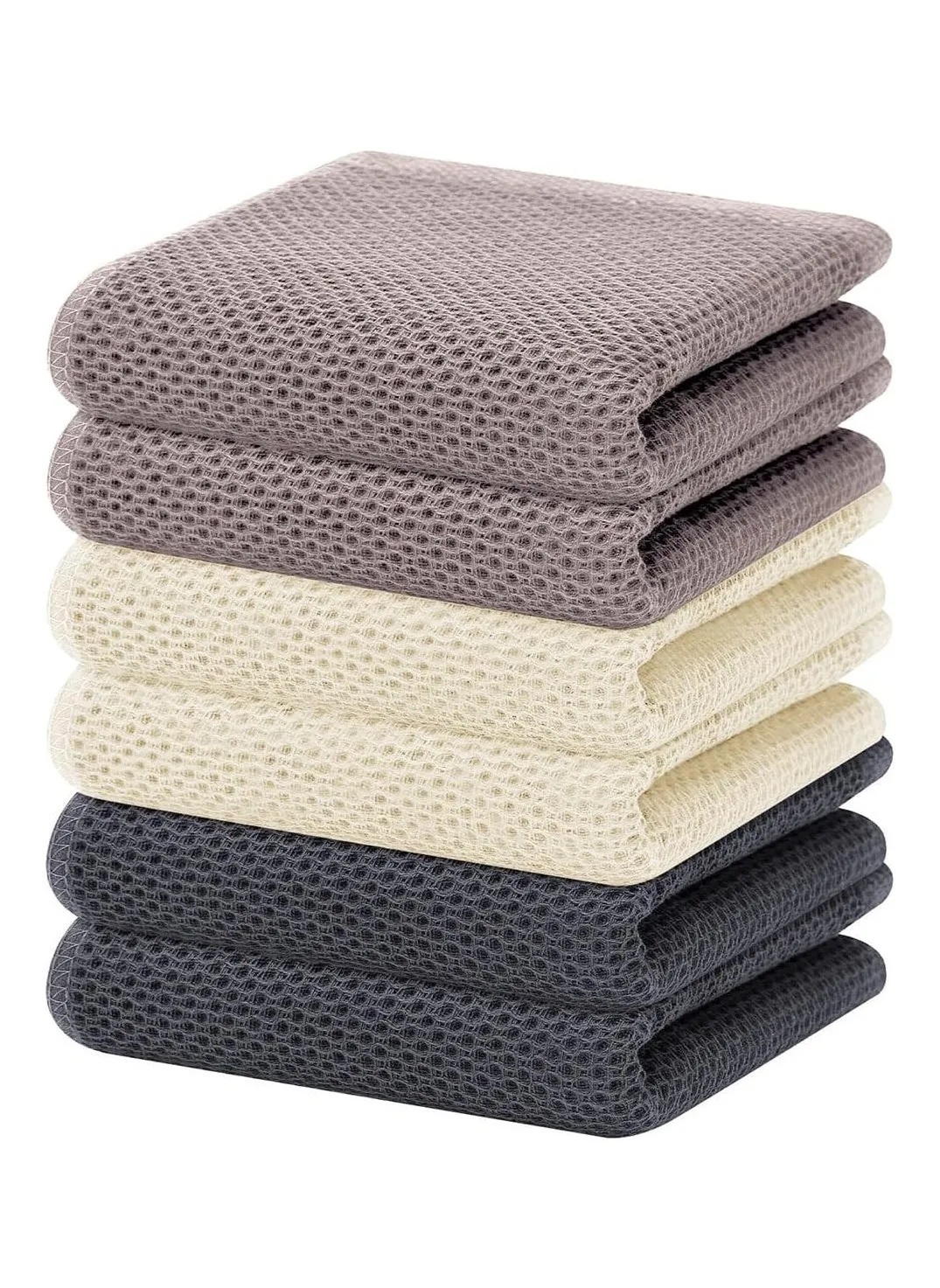 6-Pack Cotton Waffle Weave Kitchen Dish Towels, Ultra Soft Absorbent Quick Drying Cleaning Towel, 13 x 28 Inches, Mixed Color, Soft and Thick Kitchen Towels, Super Absorbent, Microfibre Tea Towels-1