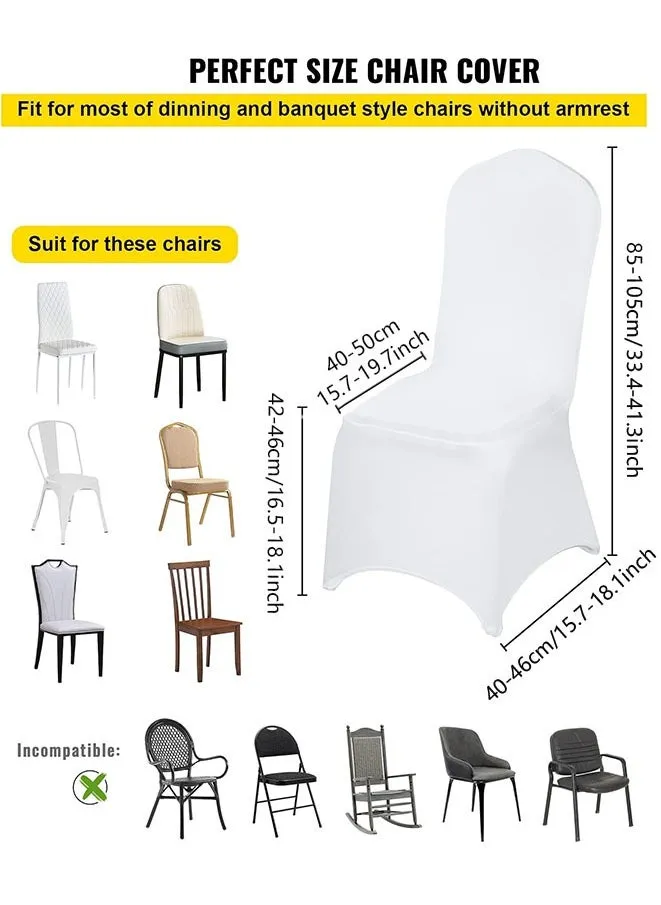 6-Piece Chair Cover,Stretch Dining Chair Covers,All Inclusive Design Stretch Chair Cover for Party Universal, Banquet, Wedding Event, Hotel(White)-2