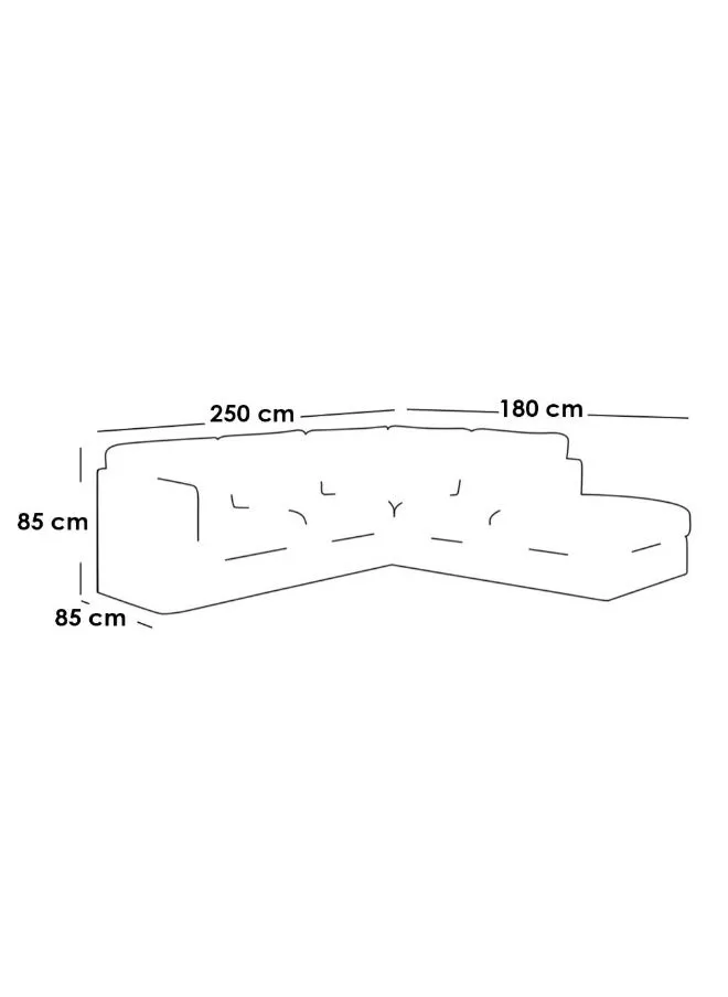 كنبة زاوية 6 مقاعد شكل حرفL   مقاس 85×180×85×250 سم - رمادي-2