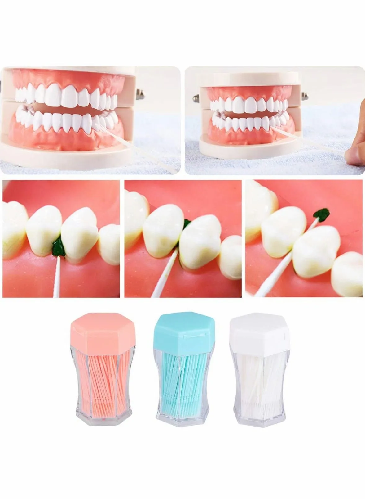 600pcs Double Head Dental Floss Interdental Toothpick Brush Interdental Brushes plastic dental toothpicks Cleaners with Boxes Teeth Stick Dental Oral Care Dental Picks Hygiene White Orange Green-1