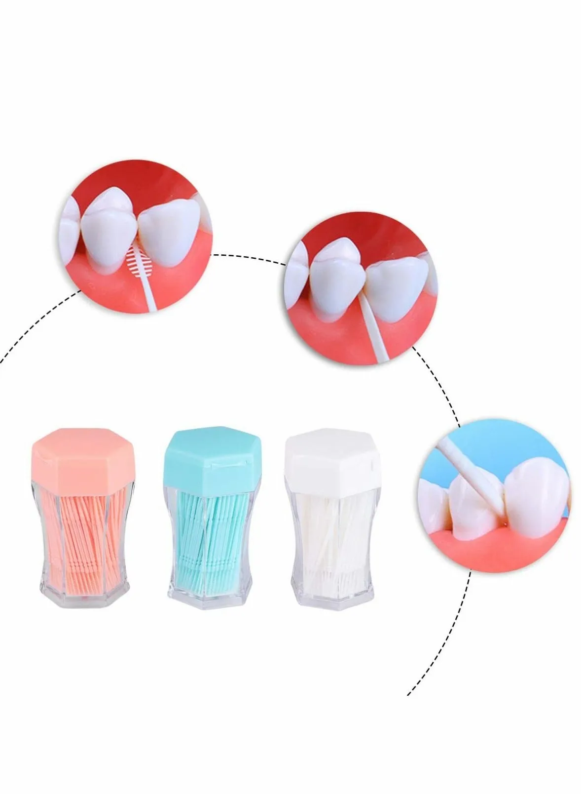 600pcs Double Head Dental Floss Interdental Toothpick Brush Interdental Brushes plastic dental toothpicks Cleaners with Boxes Teeth Stick Dental Oral Care Dental Picks Hygiene White Orange Green-2