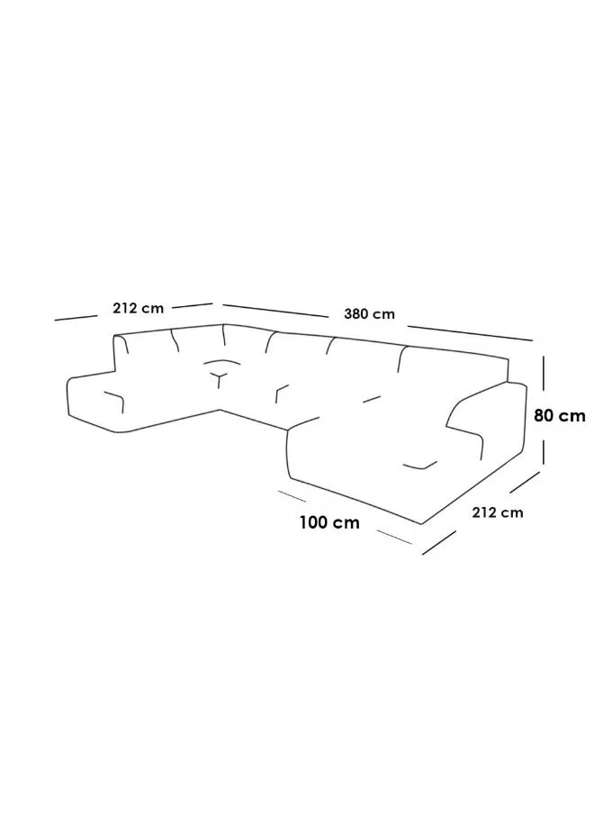 كنبة  7 مقاعد على شكل U 380×212×100×80 سم - بيج-2