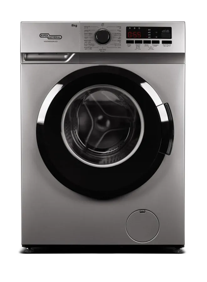 8kg Front Loading Washing Machine With 1400rpm, High Energy Efficiency, LED Digital Display & Chrome Door, Quick Wash, Auto Balancing Control, Silent Operation, Stainless Steel Drum, KSGW8500NLED Silver-1