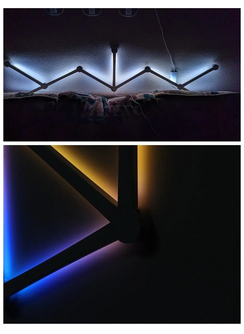 9-Light Lines LED RGB Wall Light Bluetooth Gaming Lights DIY Room Lights لغرفة الألعاب وغرفة المعيشة وغرفة النوم باللون الأسود-2