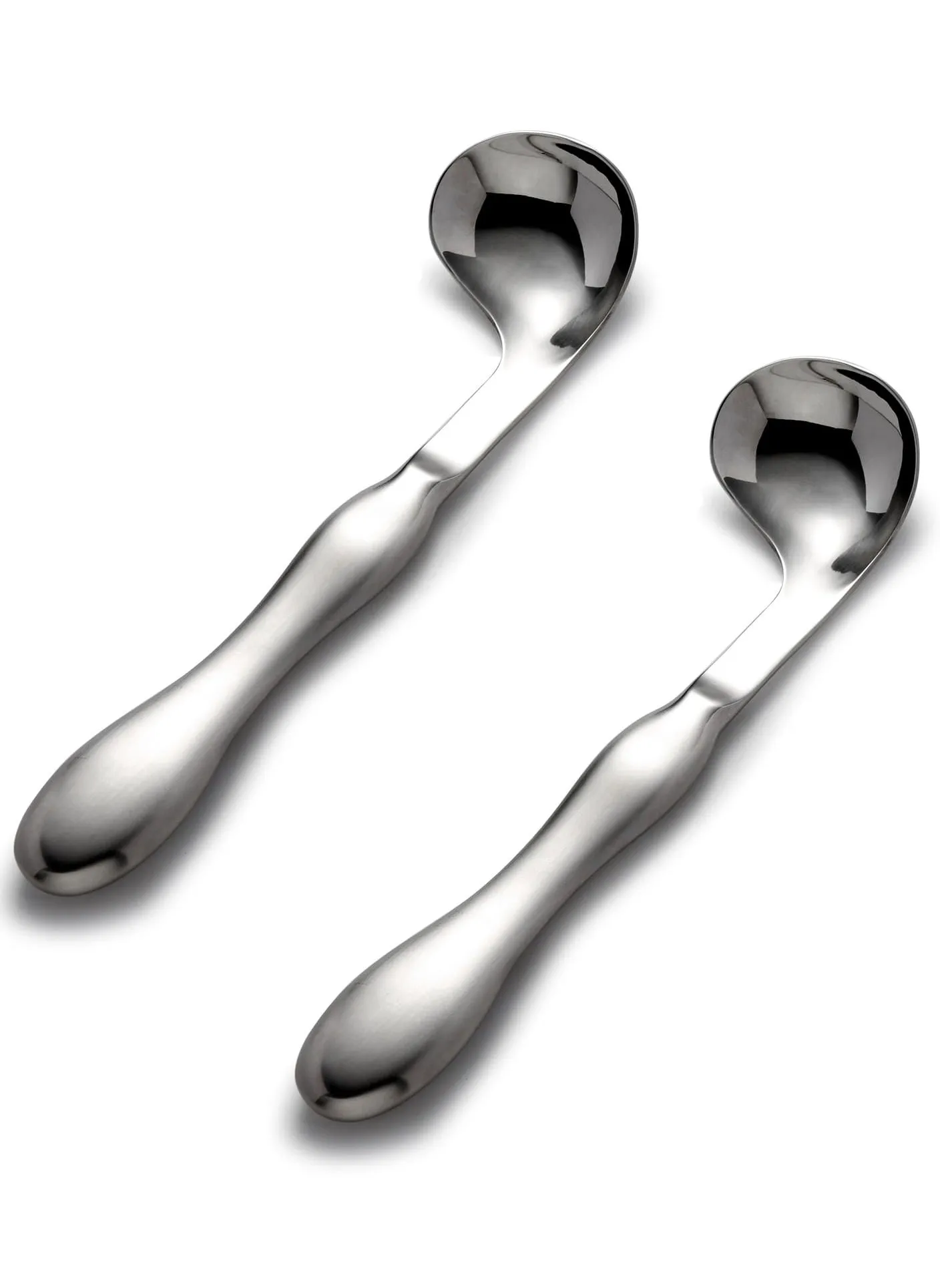 Adaptive Utensils for Elderly, 2pcs Curved Angled Spoon, Weighted Utensils for Hand Tremors, Arthritis, Parkinson's or Elderly Use, Easy Grip Handles-1