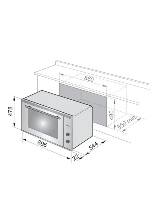 Algor Built-in oven, gas and electric, 4 Functions, 90 Cm, 110 L, Interior Lighting, Timer, Italy, Steel - AL-OK94GEX-2