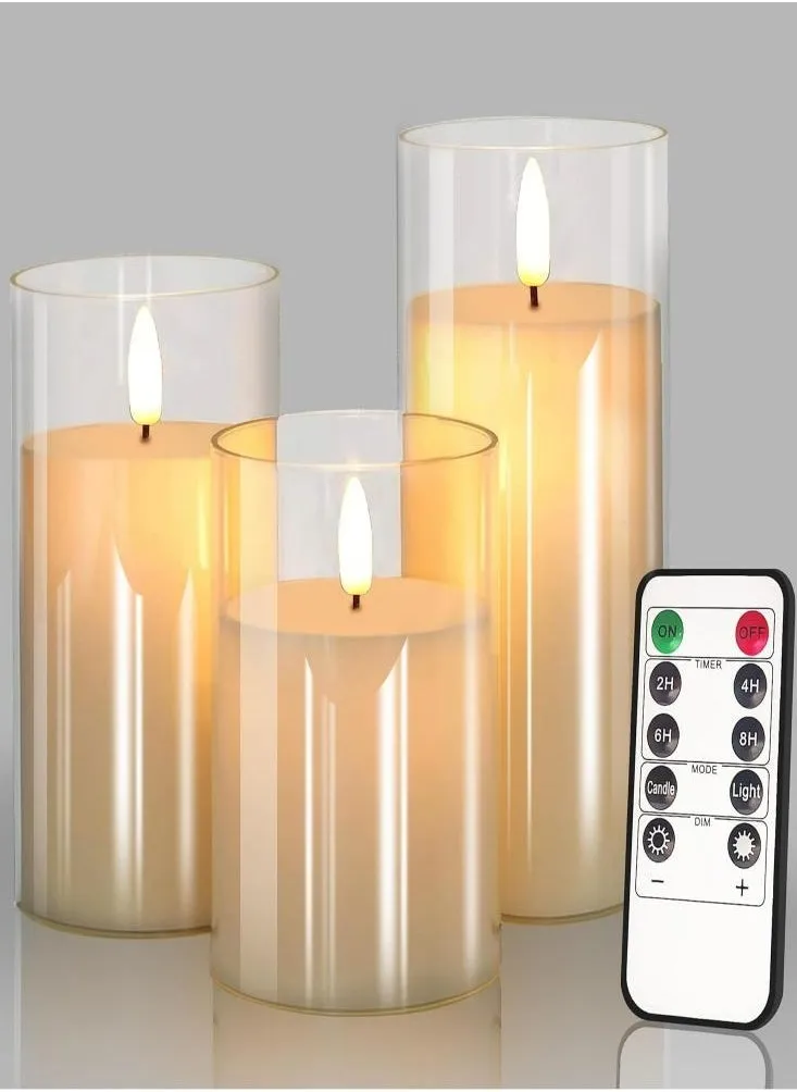 كهرمان الزجاج شموع بلا لهب LED Electronic Candle with three Number 7 Batteries الضوء محاكاة الزجاج المصقول باللهب اقتراح حفلة زفاف شمعة-1