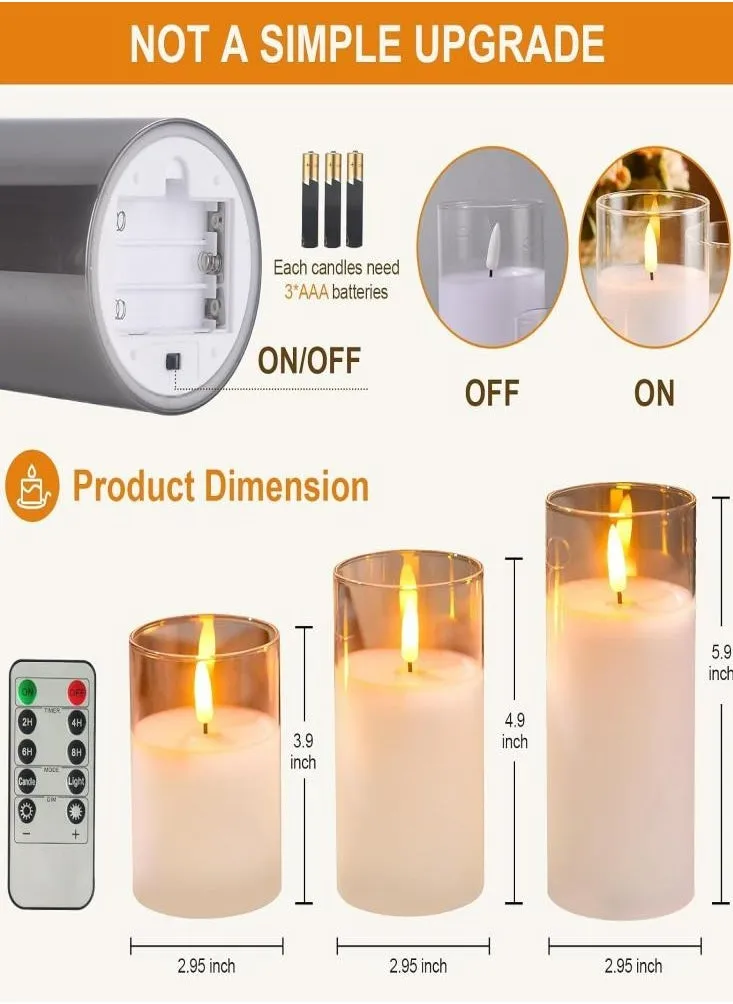 كهرمان الزجاج شموع بلا لهب LED Electronic Candle with three Number 7 Batteries الضوء محاكاة الزجاج المصقول باللهب اقتراح حفلة زفاف شمعة-2