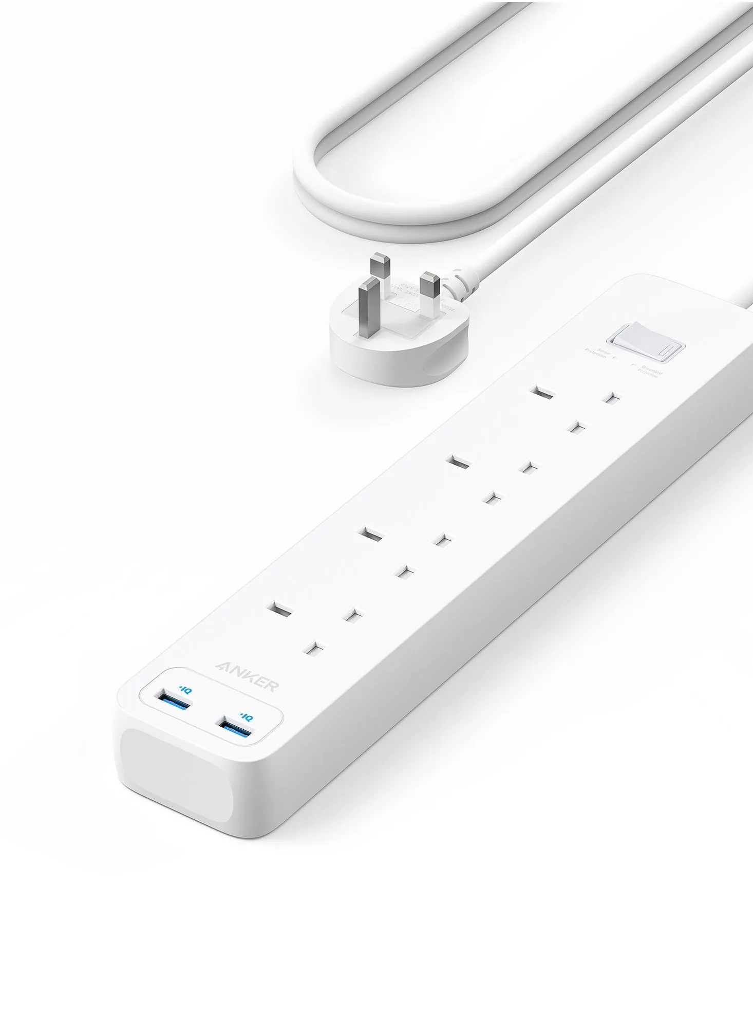 Anker Extension Lead with 1 Power Delivery 12W USB-A Port, 2 PowerIQ USB Ports, and 3 AC Outlets, Power Strip with USB Charging and Surge Protection for Home, Office, and More-1