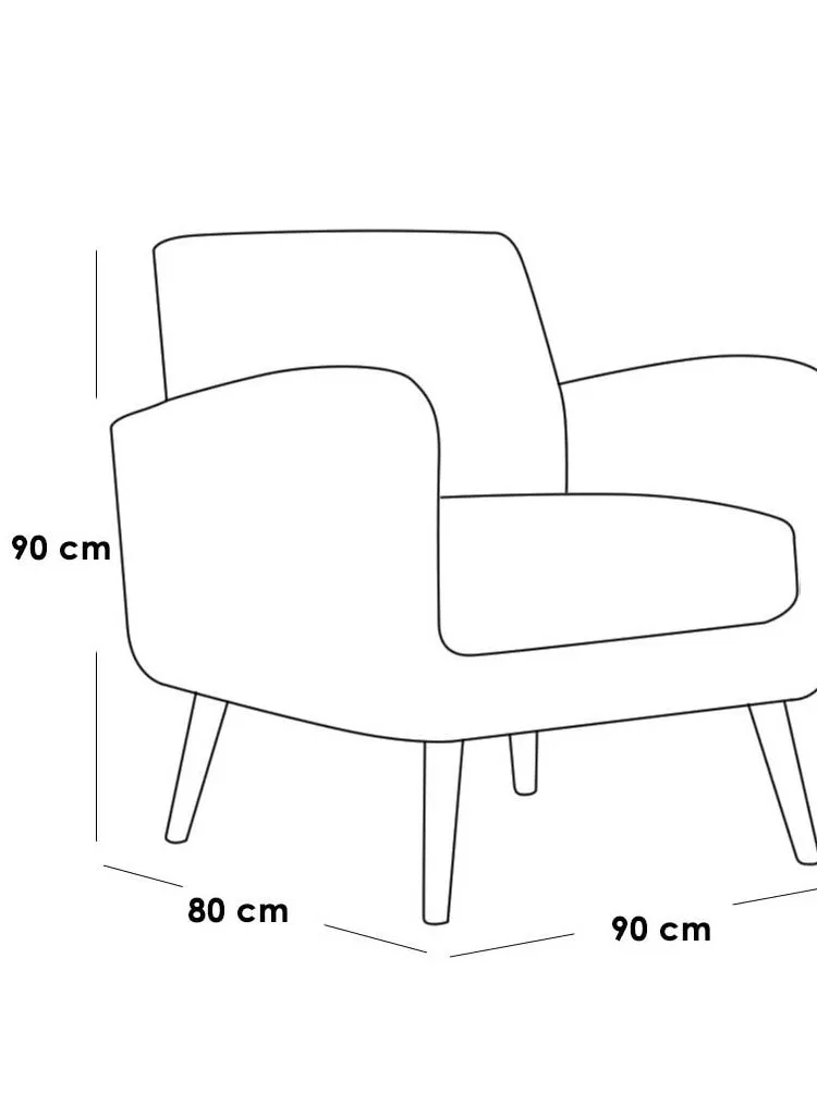 كرسي بذراعين| من الكتان وخشب سويدي  MDF  - بيج - 90×80×90 سم-2