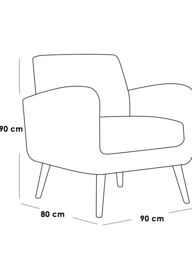 كرسي بذراعين| من الكتان وخشب سويدي  MDF  - رمادي - 90×80×90 سم-2