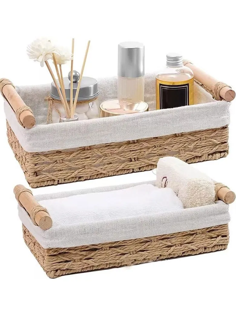 Basket Boho Decor Basket for Organizing Countertop Woven Decor Basket Toilet Paper Basket Top Shelf Basket with Handle Bathroom Decor Bedroom Nursery Living Room Entry-1