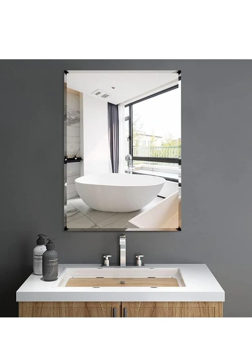 Bathroom Mirror Vanity Makeup Mirror Wall Mounted Frameless Rectangular Mirror for Bathroom Vanity Bedroom Dressing Table Vertical or Horizontal Hanging (60 * 80cm, Clear)-1