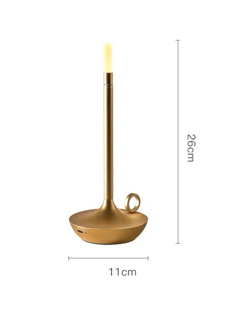 مصباح طاولة على شكل شمعة LED بجو غرفة النوم، ضوء دافئ بلون واحد، قابل لإعادة الشحن من النوع C-2