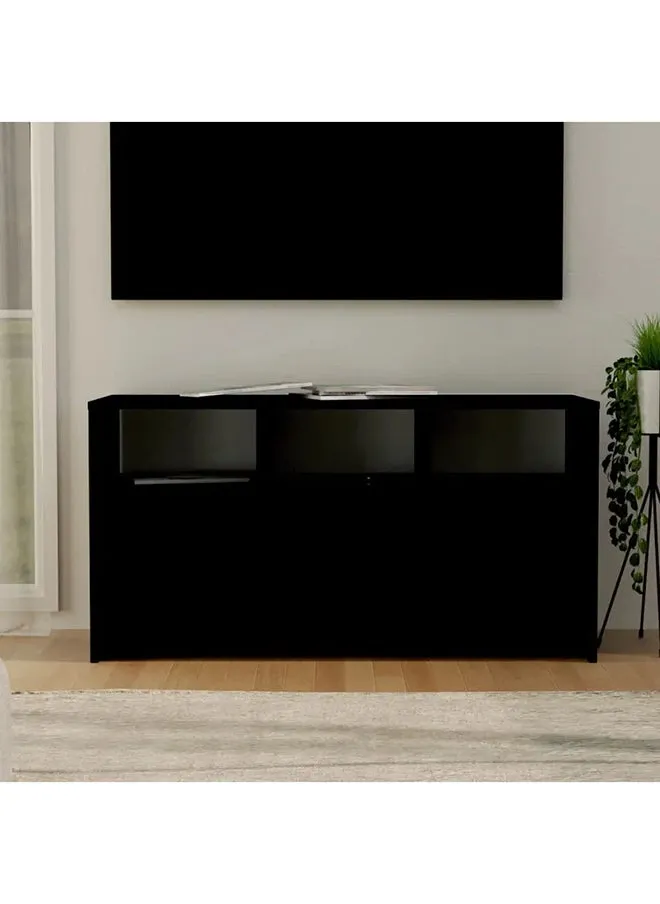 Black TV Table: Contemporary and Spacious Entertainment Console in Compressed Wood-1