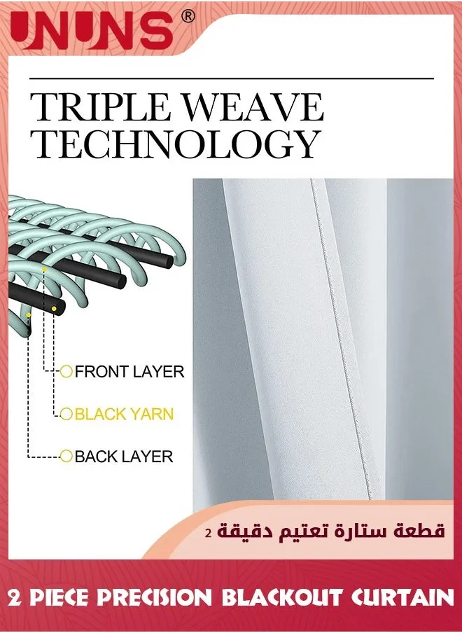 ستارة تعتيم، لوحتين عازلة للحرارة بحلقات معدنية لتقليل الضوضاء، ستائر تعتيم الغرفة لغرفة النوم وغرفة المعيشة - أبيض 100 × 250 سم-2