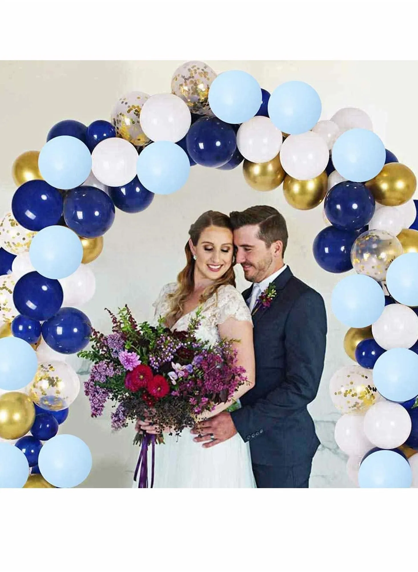 Blue Balloon Arch Garland Kit 94 Pcs Repeatable white Gold Latex Confetti Balloons Pack for Birthday Baby Shower Wedding Anniversary Backdrop Party Decorations Supplies-2