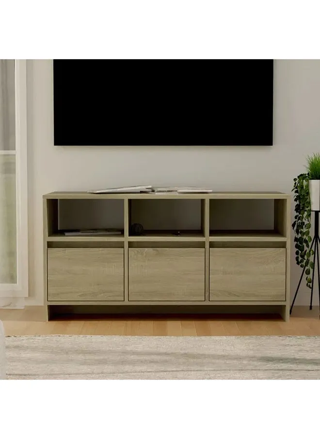 Brown TV Table: Stylish and Spacious Entertainment Center in Compressed Wood-1