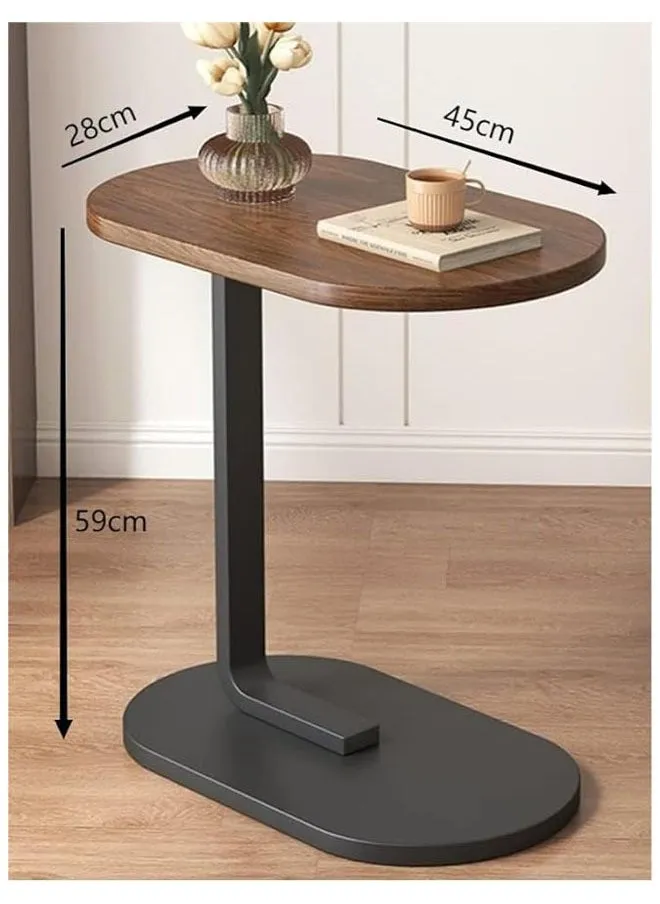 طاولة جانبية على شكل حرف C طاولة القهوة وطاولة نهاية تحت الأريكة وغرفة المعيشة وطاولة الوجبات الخفيفة وحامل الكمبيوتر المحمول إطار معدني ثابت لغرفة النوم والمكتب والأريكة والسرير وطاولة جانبية سهلة التجميع (DARK)-2