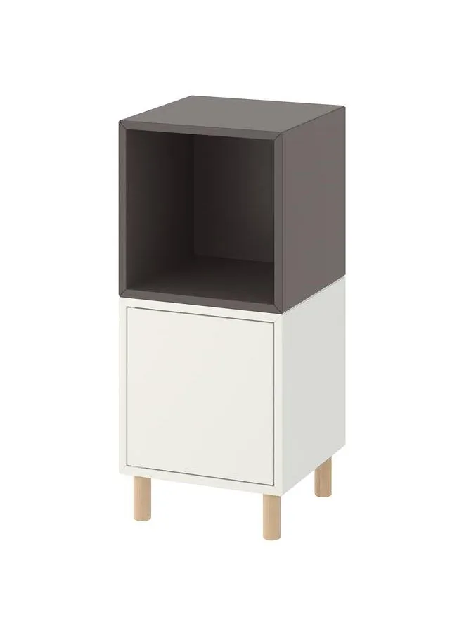 Cabinet Combination With Legs White Dark Grey Wood 35X35X80 Cm-1