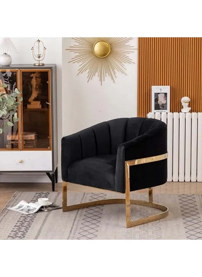 Classic Black Velvet Chair with Swedish Wood By Alhome 80x85 cm-1