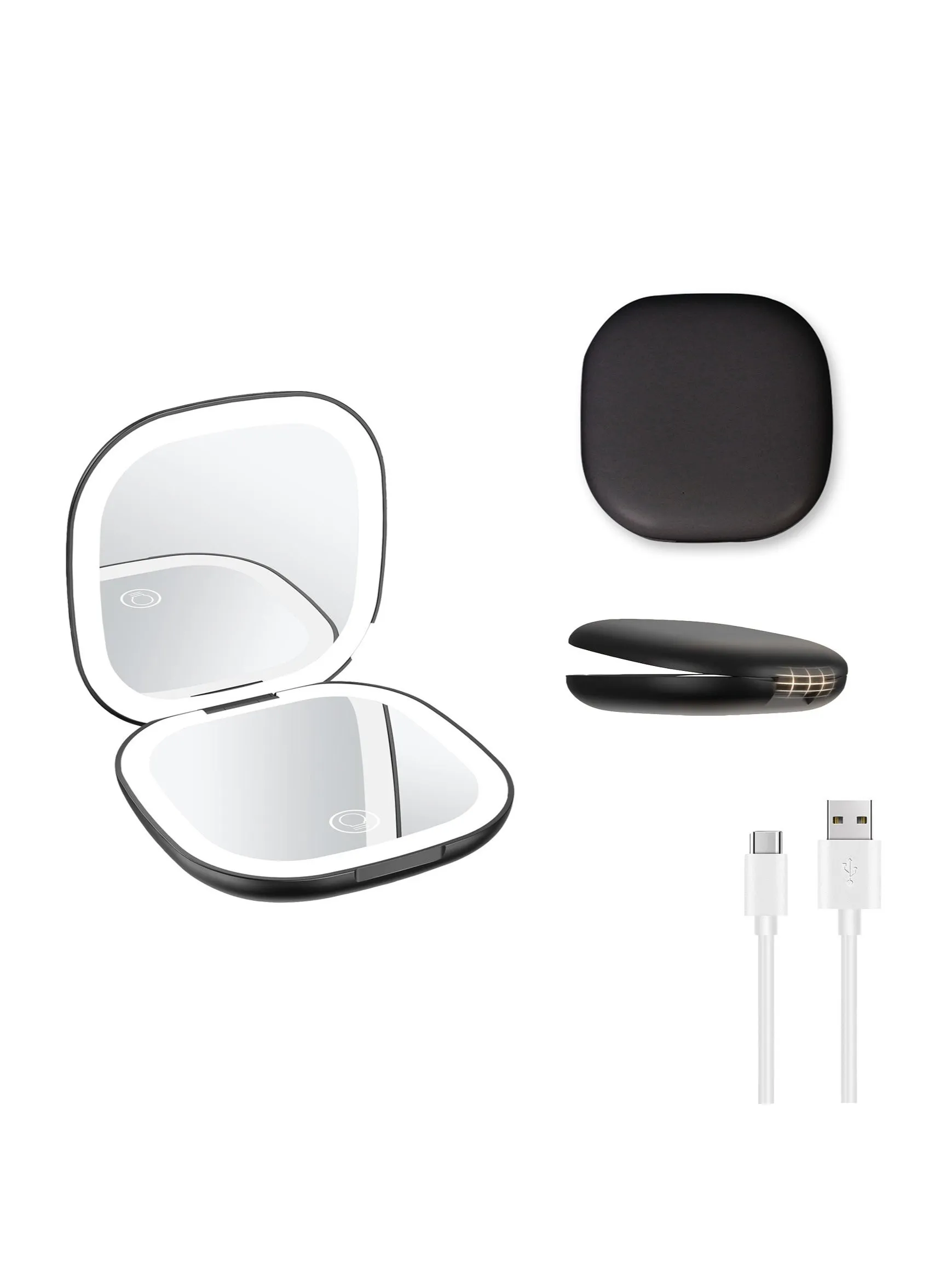 Compact Mirror, Rechargeable Compact Makeup Mirror,Lighted Travel Makeup Mirror with 1X/10X Magnifying Double Sided Dimmable, Portable Pocket Mirror for Handbag and Pocket-2