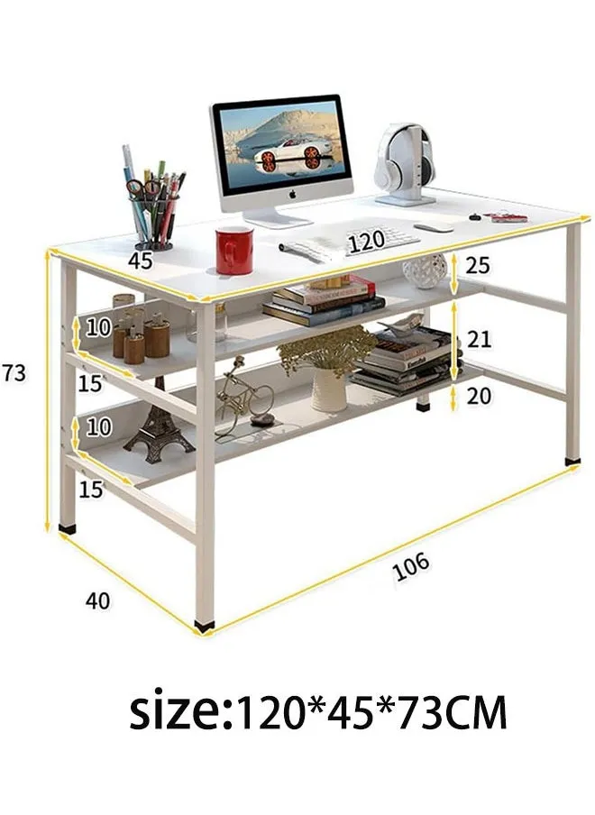 مكتب الكمبيوتر، 120CM مكتب الدراسة الخاص بالكتابة بمكتب المنزل، جدول الكمبيوتر المحمول لمكتب الألعاب الحديث المبسط جدول الدراسة مع الأرفف، توفير المساحة، سهولة التجميع-2