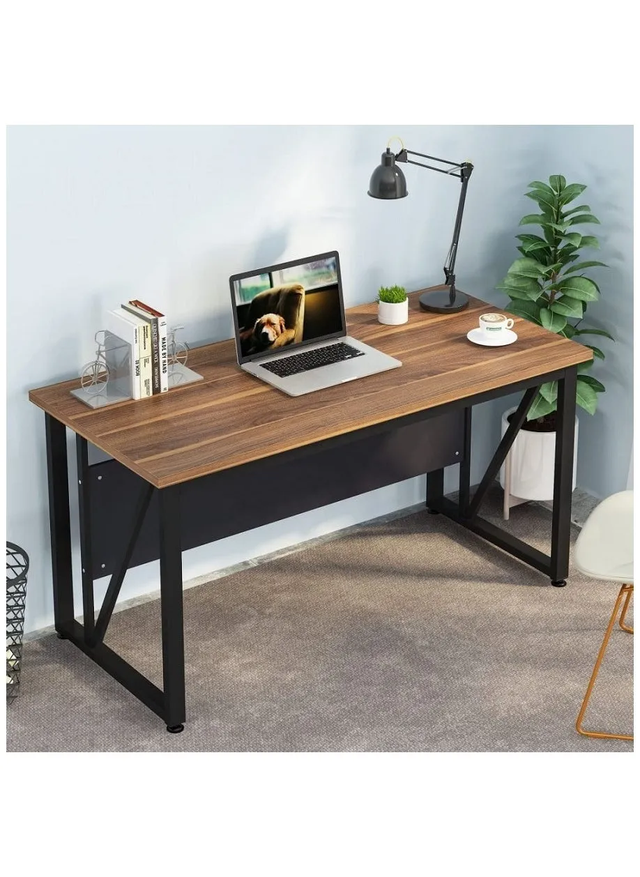 Computer Desk with Hutch and Bookshelf Home Office Desk with Space Saving Design, Metal Legs Table Desk with Upper Storage Shelves for Study Writing and Workstation, Easy Assemble-1