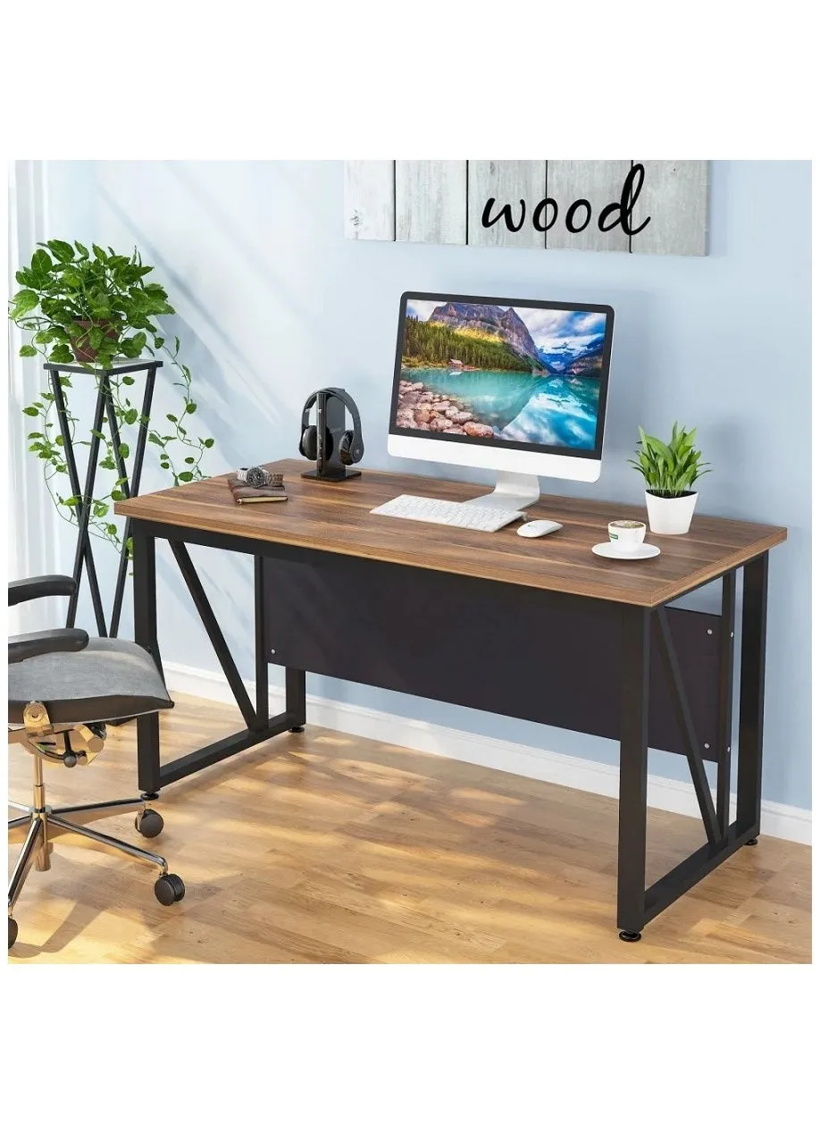 Computer Desk with Hutch and Bookshelf Home Office Desk with Space Saving Design, Metal Legs Table Desk with Upper Storage Shelves for Study Writing and Workstation, Easy Assemble-2