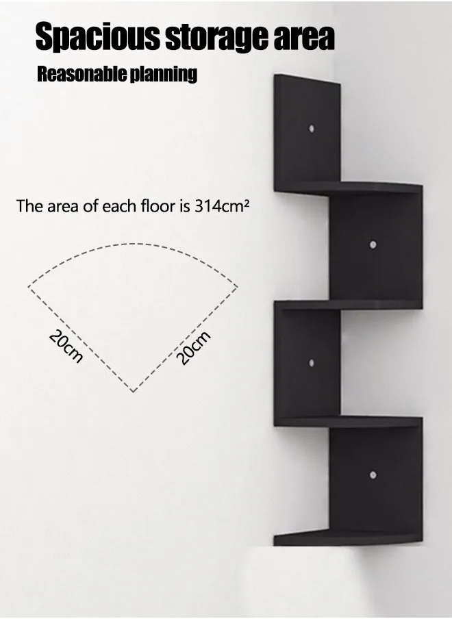 رفوف زاوية عائمة مكونة من 5 طبقات للتعليق على الحائط، سهلة التجميع، رفوف زاوية مثبتة على الحائط-2