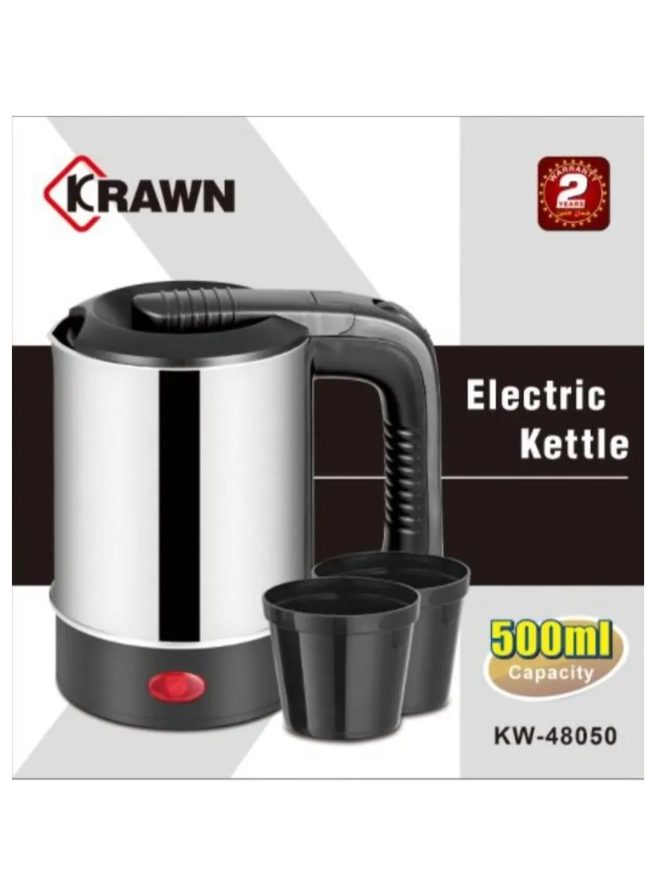 غلاية كهربائية سعة 500 مل وقوة 600W KW-48050 أسود/ فضي 500 ml 600 W KW-48050 أسود/ فضي-1