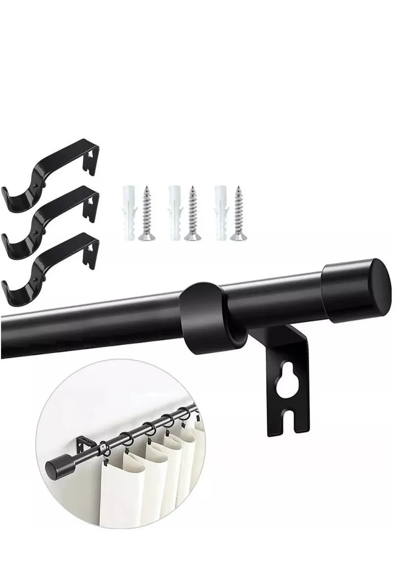 Curtain Pole, Retractable Extension, Decorative Curtain Pole Set, Matte Black Spliced Heavy Duty Metal Curtain Pole 80cm-300cm with Bracket-1