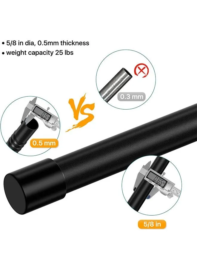 Curtain Pole, Retractable Extension, Decorative Curtain Pole Set, Matte Black Spliced Heavy Duty Metal Curtain Pole 80cm-300cm with Bracket-2