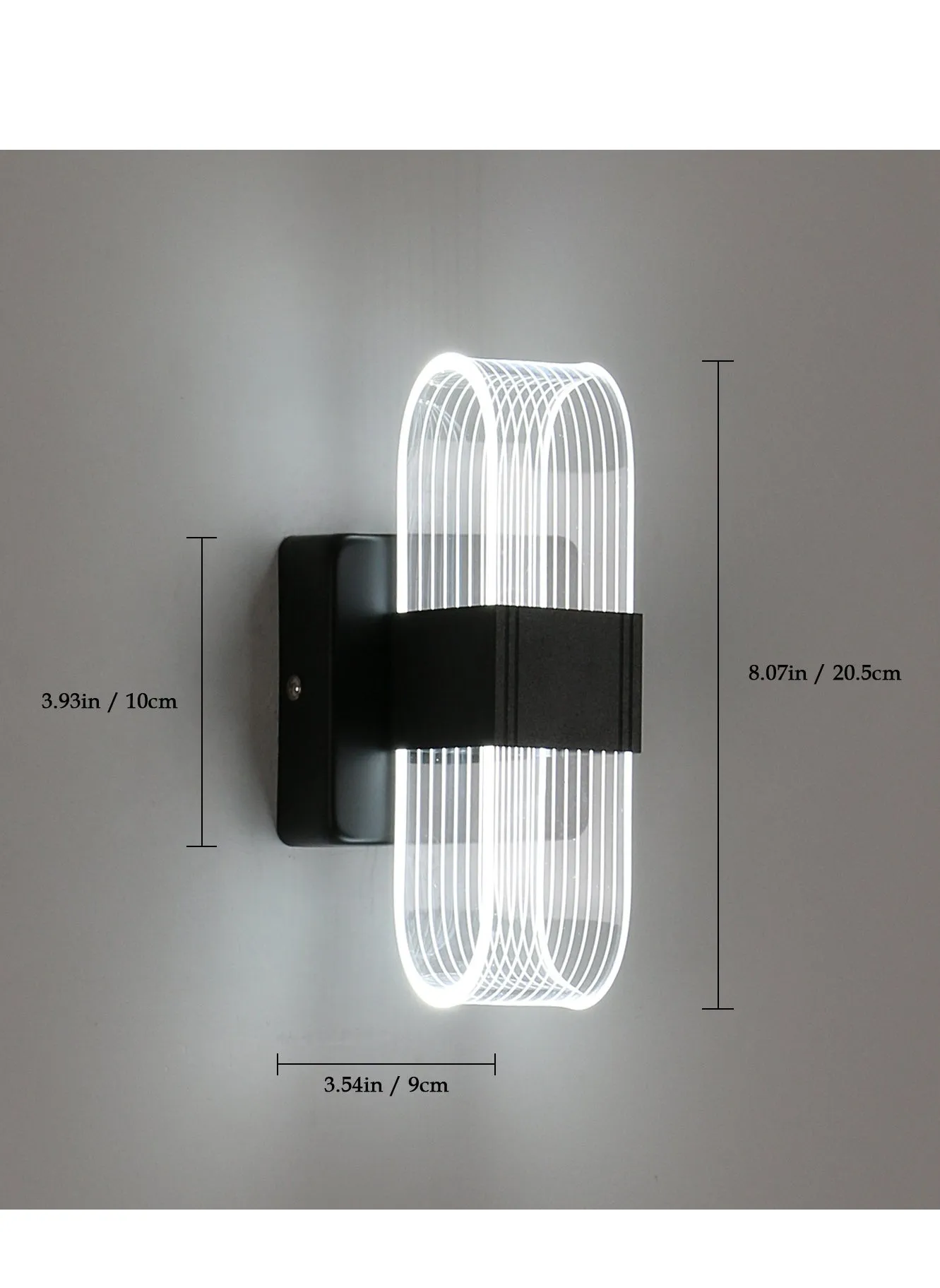 عكس الضوء LED داخلي الجدار الخفيفة الحديثة الإبداعية الاكريليك تصميم مصباح الجدار لغرفة النوم، غرفة المعيشة، الرواق، الدرج، فندق (أسود)-2