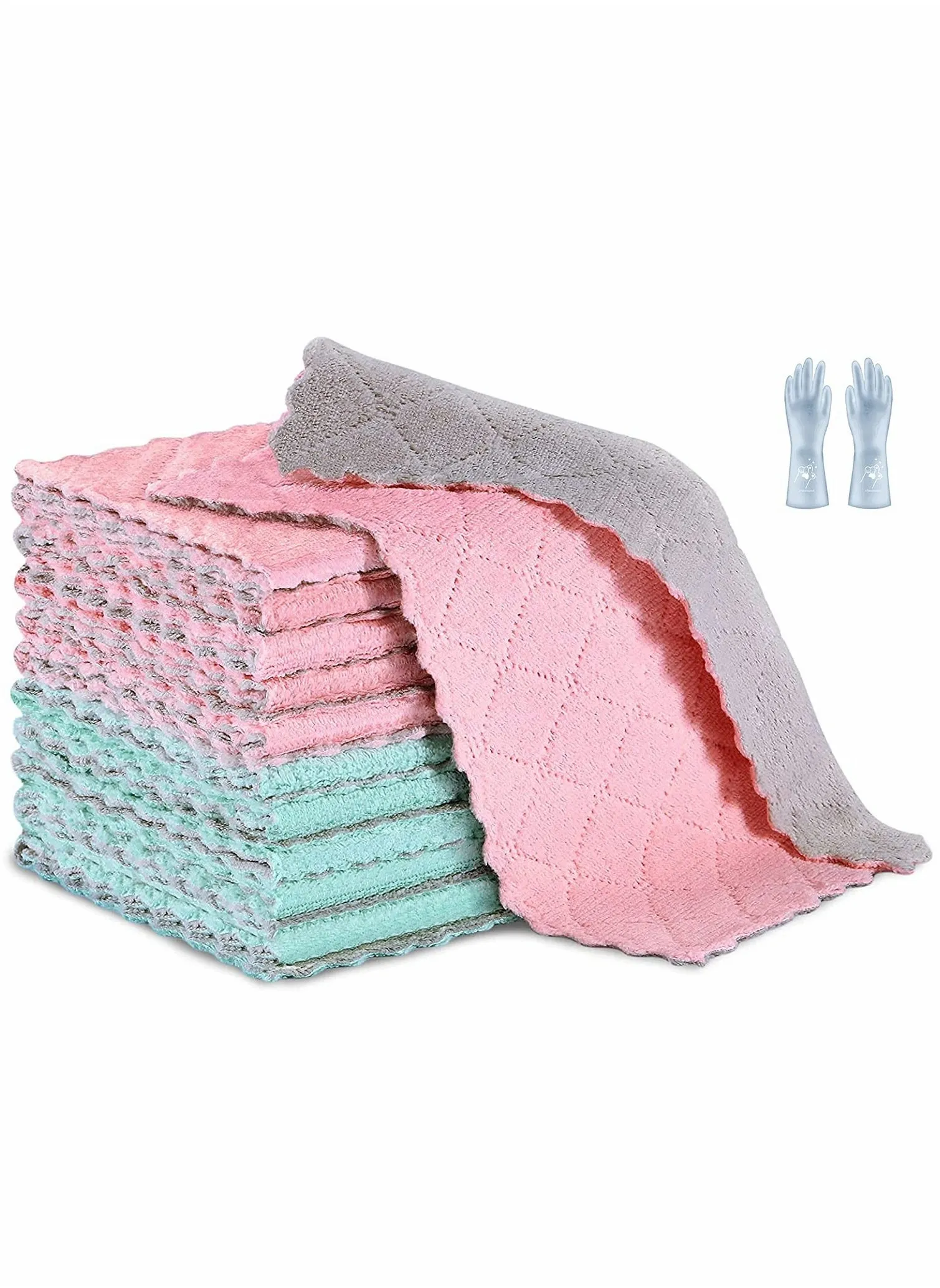 Dishcloths, Premium Cleaning Cloth Remove The Oil and dust Kitchen Towels, Super Absorbent Coral Velvet Dish Towels for House Furniture Table Kitchen Dish Window Glasses-1