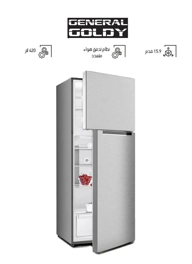 ثلاجة بخار بابين - 14.9 قدم - 420 لتر - استيل - فضي - GR425NF-1