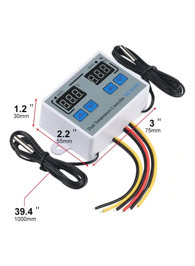 جهاز تحكم في درجة الحرارة بمنظم حرارة رقمي مزدوج للحاضنة طراز XK-W1088 أبيض-2