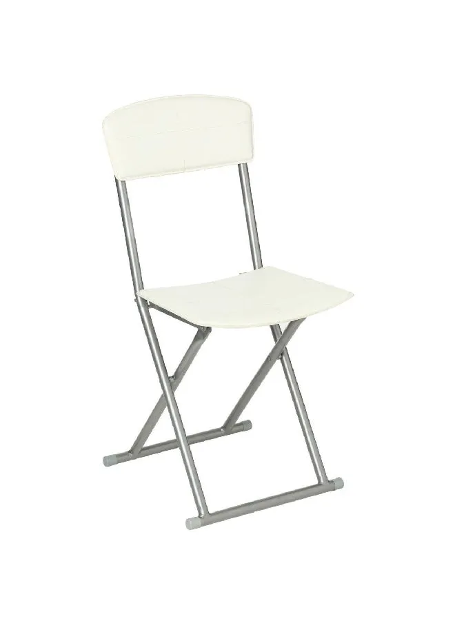 Durable High Quality Leather Look Folding Chair White and Silver 83 x 40.5 x 40 cm 114280-1