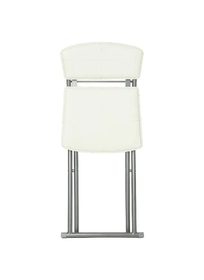 Durable High Quality Leather Look Folding Chair White and Silver 83 x 40.5 x 40 cm 114280-2