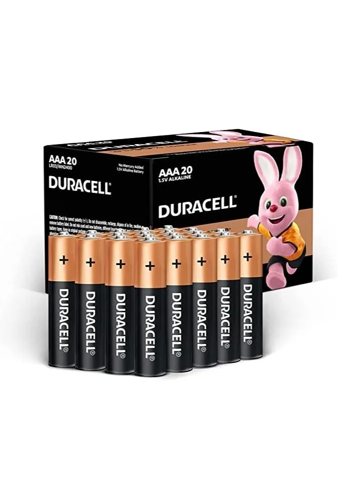 Duracell - AAA 1.5V Alkaline LR03 / MN2400 بطاريات طويلة الأمد - عبوة من 20 إلى 10 سنوات من الصلاحية-1