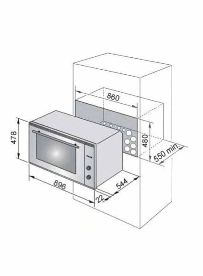 فرن كهربائي مدمج 89 لتر 2850 وات استيل MS644IX-2