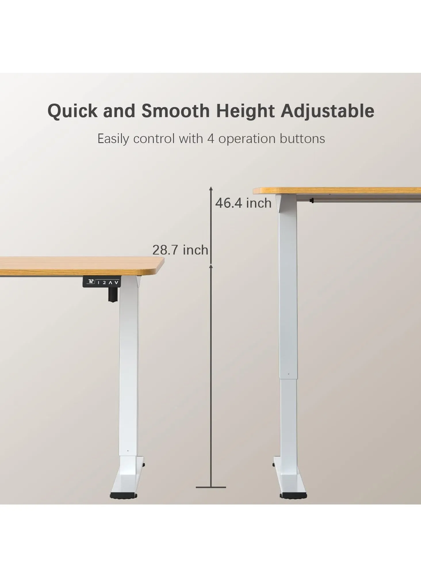 Electric Height Adjustable Standing Desk Large 48 x 24 Inches Sit Stand up Desk Home Office Computer Desk Memory Preset with T-Shaped Metal Bracke-2