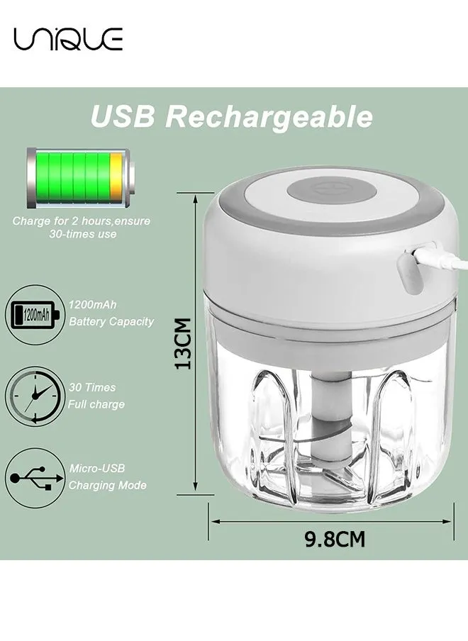مفرمة ثوم كهربائية صغيرة ، محضر طعام محمول ، مفرمة بصل مفرمة خضروات ، مفرمة لحم لاسلكية مع شحن USB للخضروات والفلفل والبصل وأغذية الأطفال والتوابل والمكسرات (خالية من مادة BPA)-2