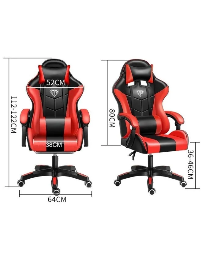 Electronic Sports Game Chair, Adjustable Computer Chair, Computer Office, Pu Leather, High Backrest, Lumbar Support, Comfortable Armrests, 360 ° Rotation, Red  And  Black-2