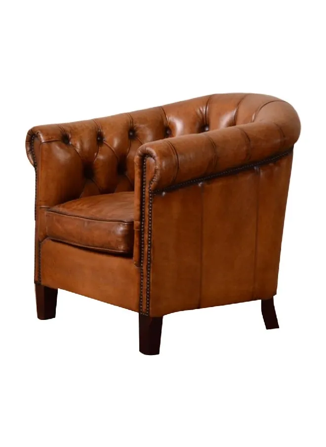 Elegant and Modern Design Tufted Top Grain Leather Armchair Brown 80 x 83 x 82 cm NC0509-1