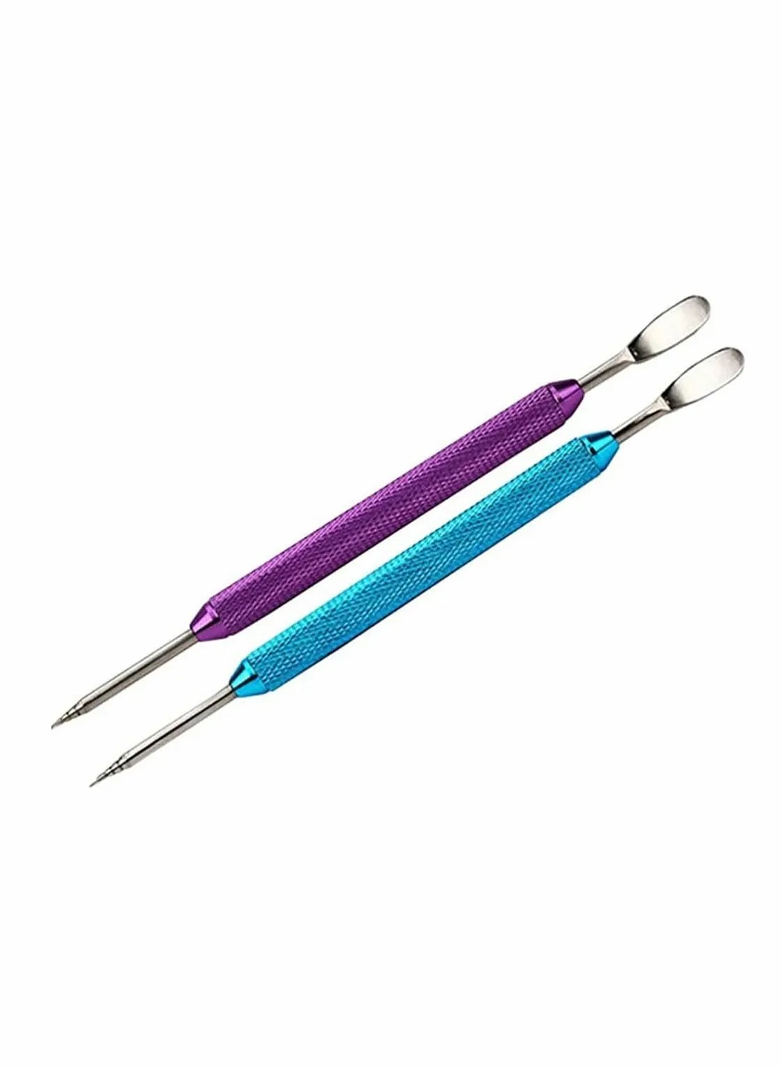 Fancy Coffee Garland Pin, Stainless Steel Art Pen Pin Barista Tool Anti Slip Handle Double Ended Needle Bar for Cappuccino Latte Espresso (2 Pieces, Purple, Light Blue)-1