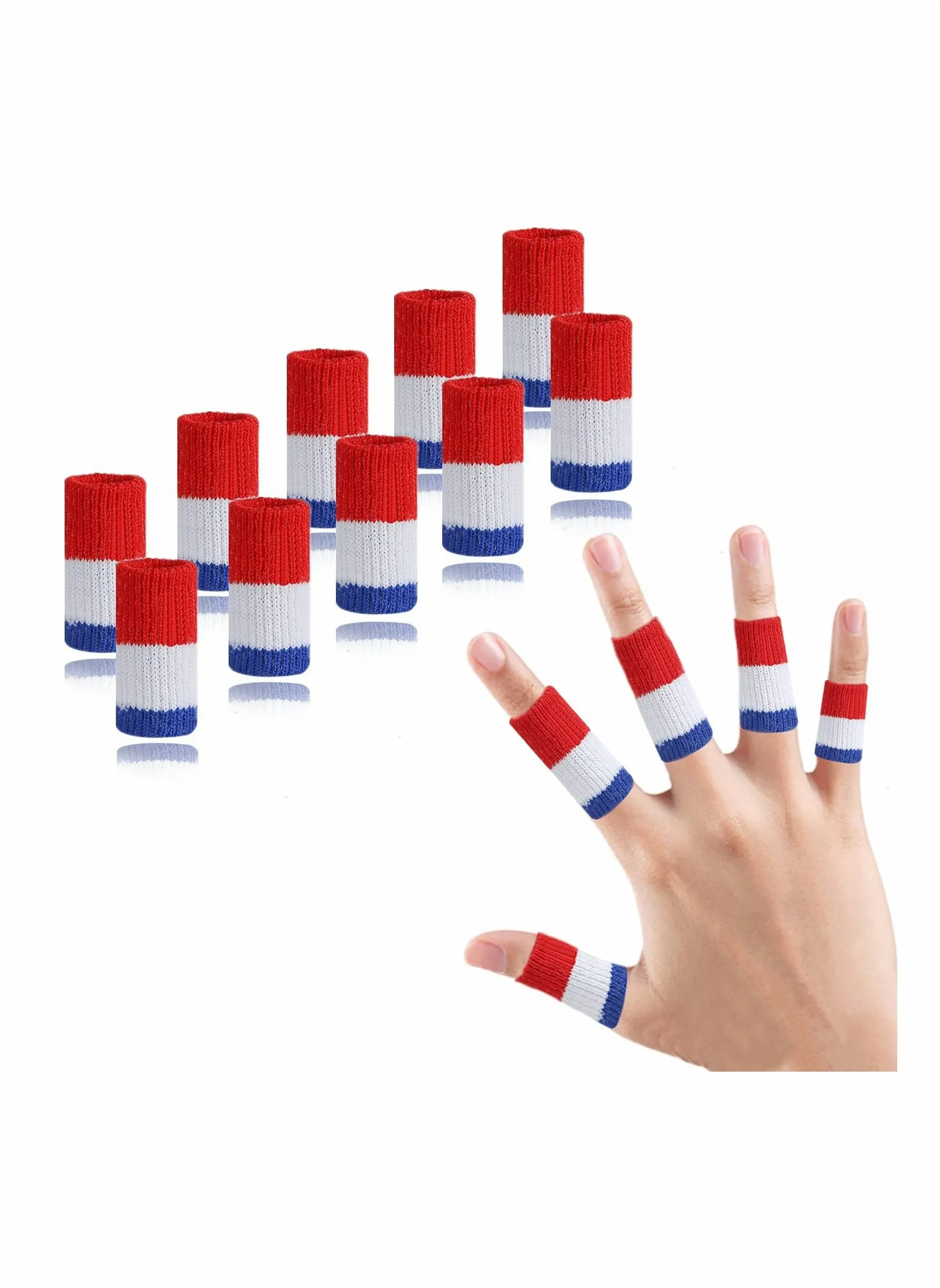 Finger Sleeves KASTWAVE 10PCS Thumb Splint Brace for Triggger Support Breathable Elastic Tape, Compression Pression Protector Reliving Pain Aid Sports Red White-1