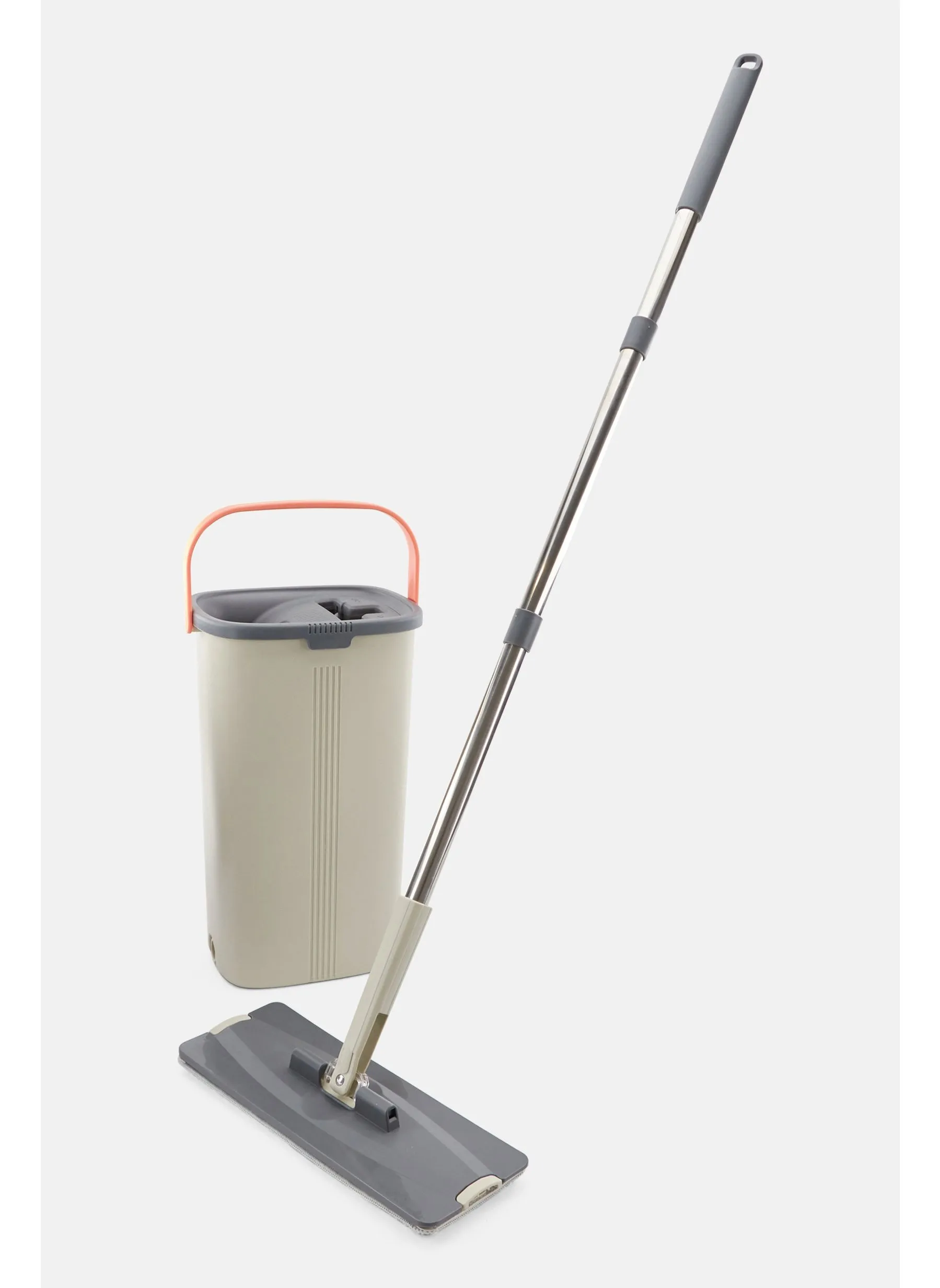 Flat Floor Mop Bucket Set, Light Grey-1