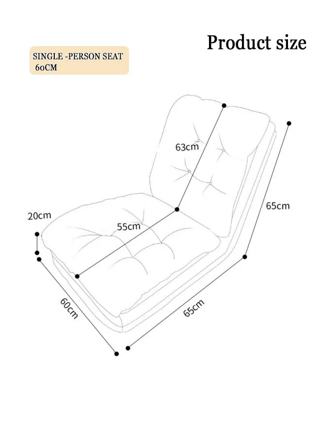 كرسي الأرضي قابل للطي وسرير بإسفنج عالي المرونة مع تعديل 5 تروس حجم البالغين، كرسي كسول، تاتامي، كرسي غرفة نوم، كرسي استراحة للشرفة، صغير الحجم (بيج 60 سم)-2